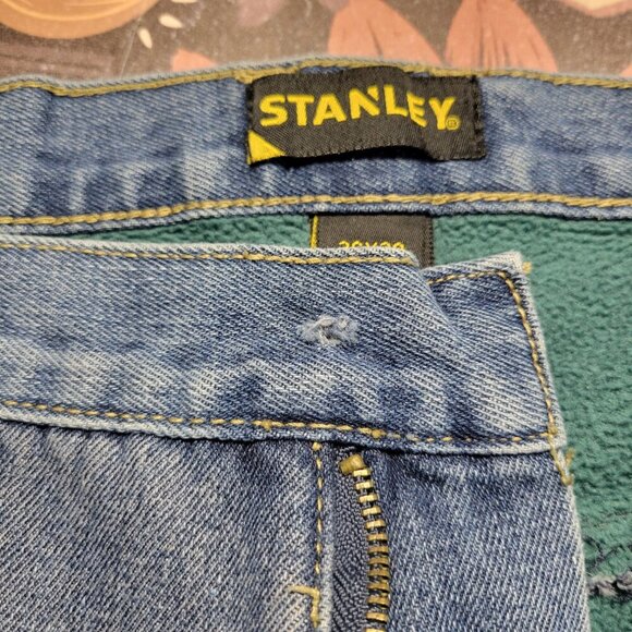 Stanley 36x30 Medium Wash Denim Blue Fleece Lined  Men's Heavy Work Jeans - Picture 3 of 11